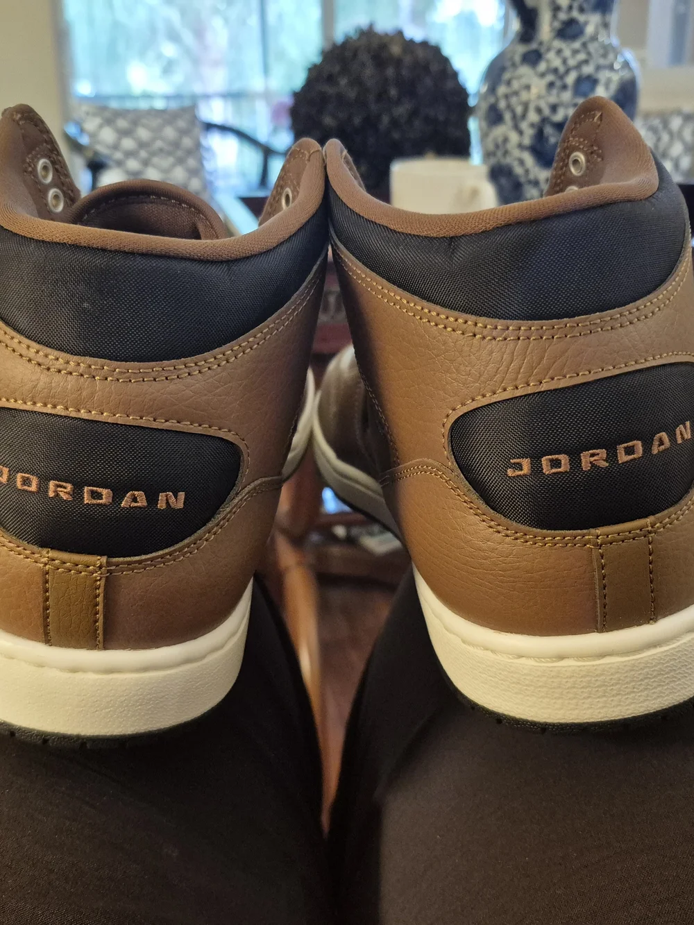 Jordan Mens Court Connect Mid Sneakers, Brown with Black Accents JUST Launched